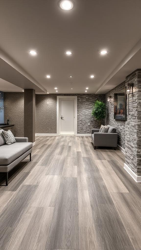 basement vinyl plank install