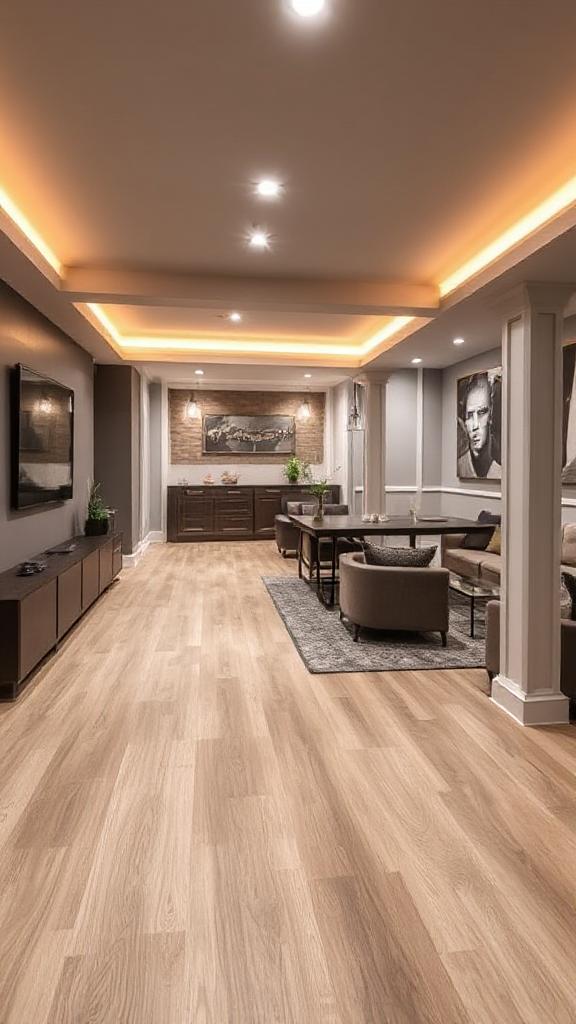 basement with lvp install