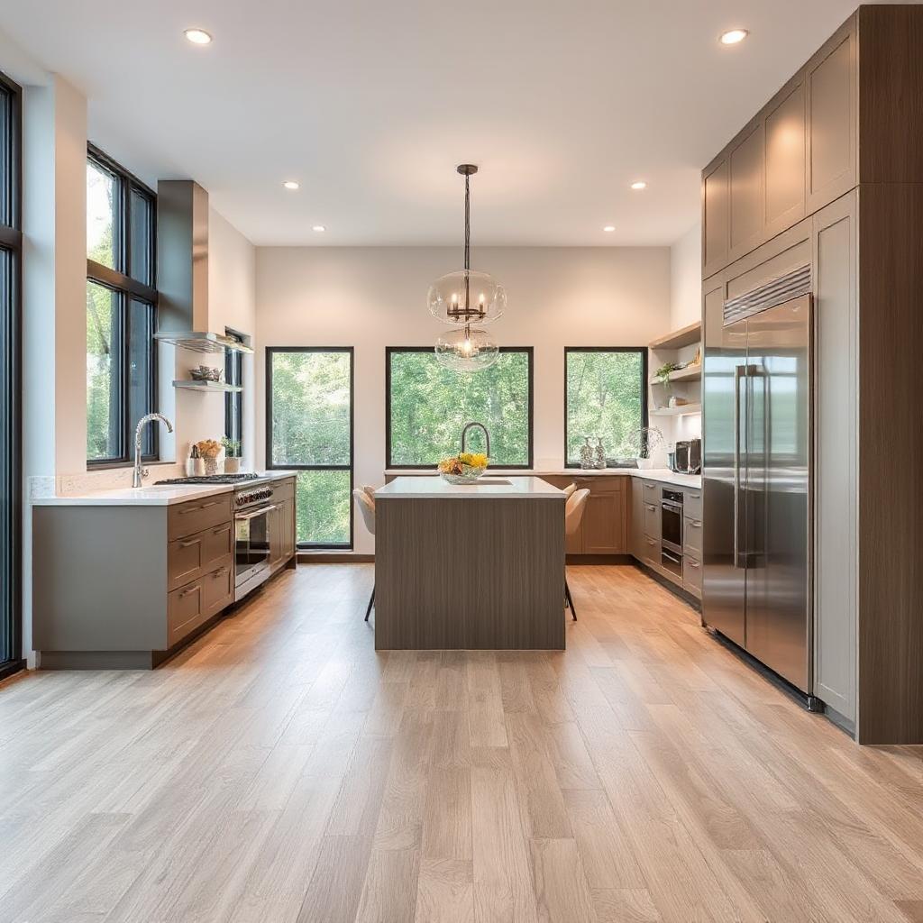 beautiful kitchen with new vinyl plank